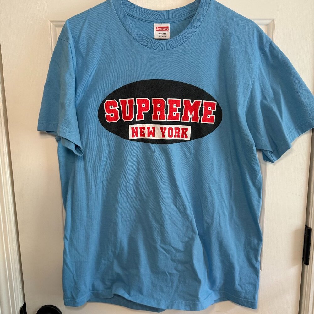 Supreme Logo Blue Short Sleeve Tee Shirt